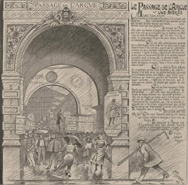 Gravure ancienne de l’entrée du Passage de l’Argue à Lyon